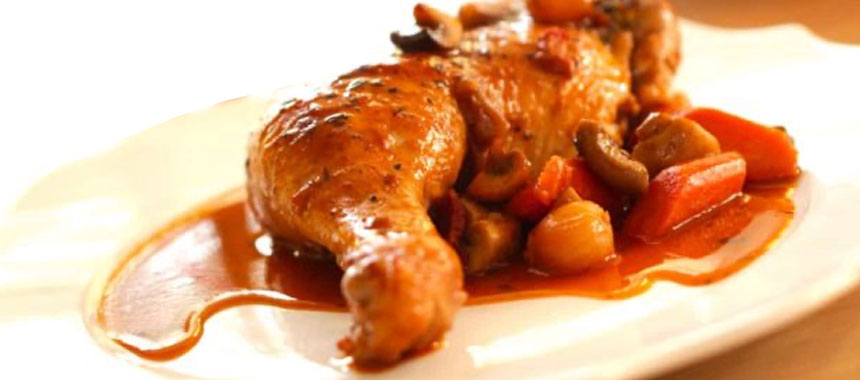 Pollo en Vino Tinto